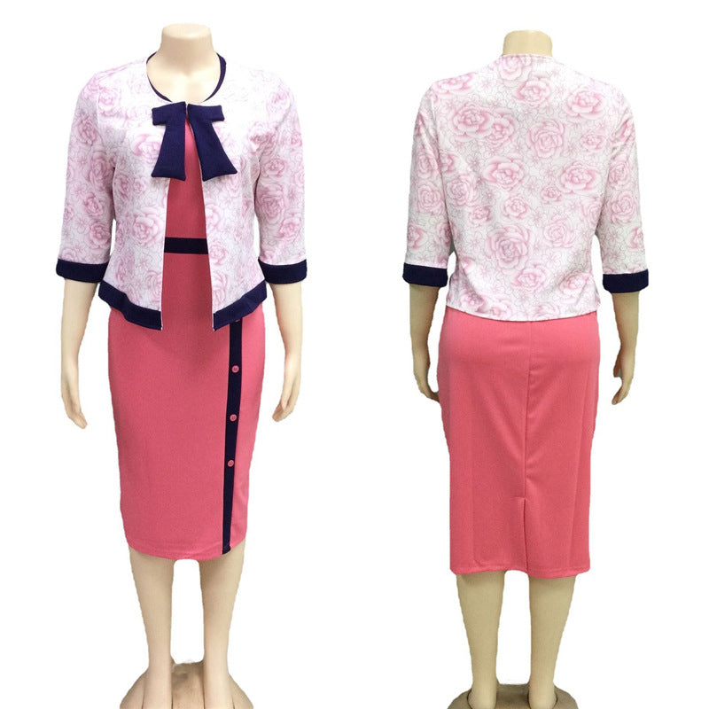 Women's African Mom Wear Commuter Bow Decoration Suits