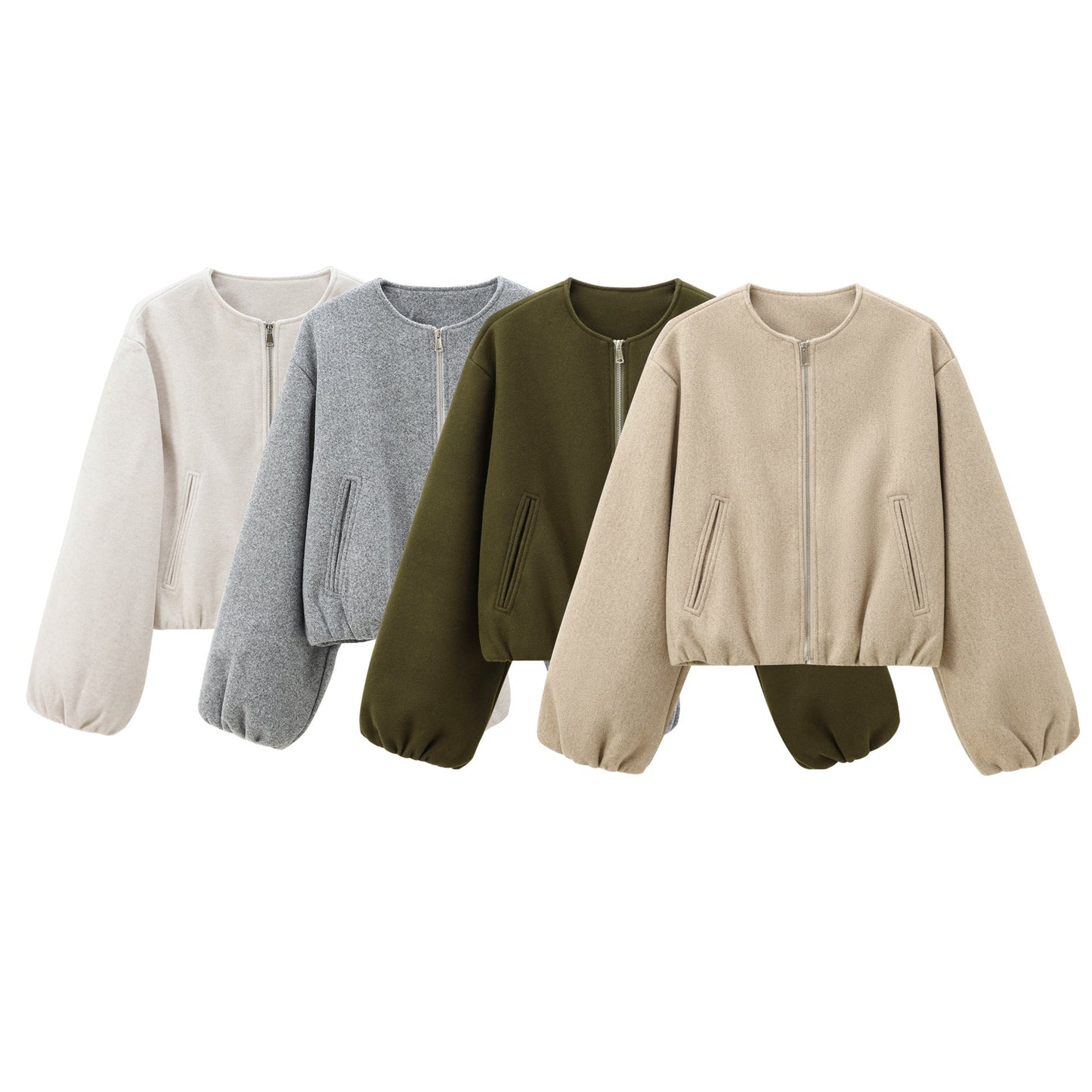 Women's Spring Soft Pilot Round Neck Zipper Jackets