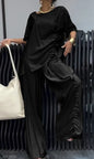 Women's Summer Fashion Casual Round Neck T-shirt Trousers Suits
