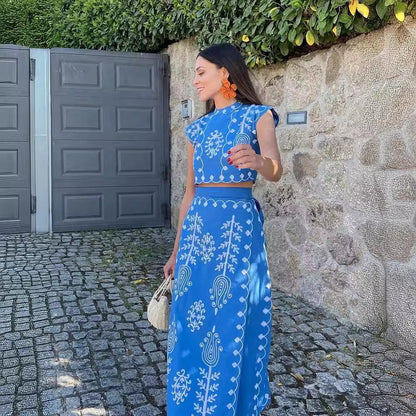 Fashion Printing Vacation Style Two-piece Dress Dresses