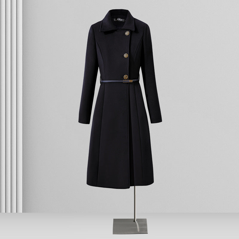 Women's Professional Woolen Winter Mid-length Elegant Wool Coats