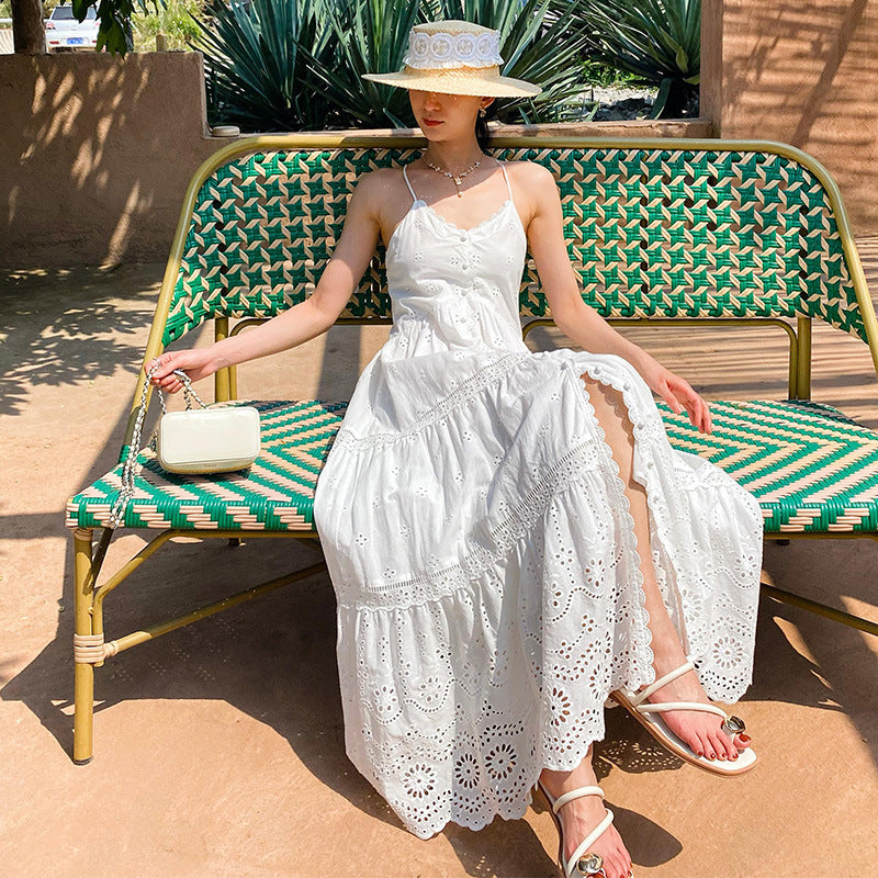Women's Suspender Dress Hollow Embroidered Long South Dresses