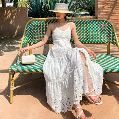 Women's Suspender Dress Hollow Embroidered Long South Dresses