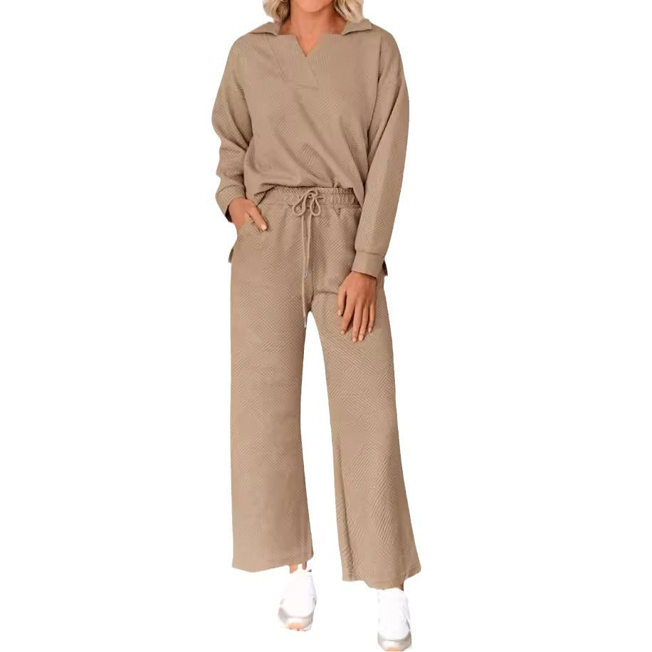 Color Texture Fashion Casual Set Autumn Suits