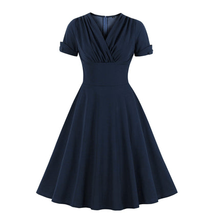 Women's Elegant Mature Waist Slimming Sleeve Retro Big Dresses