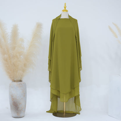 Solid Color Front Rear Chiffon Big Dresses