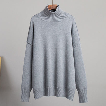 Women's Patchwork Turtleneck Casual Lazy Thickened Pullover Sweaters
