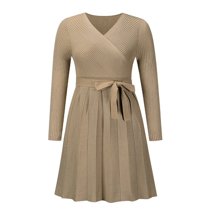 Slouchy Woolen Sexy Pleated Knitted Dress Dresses
