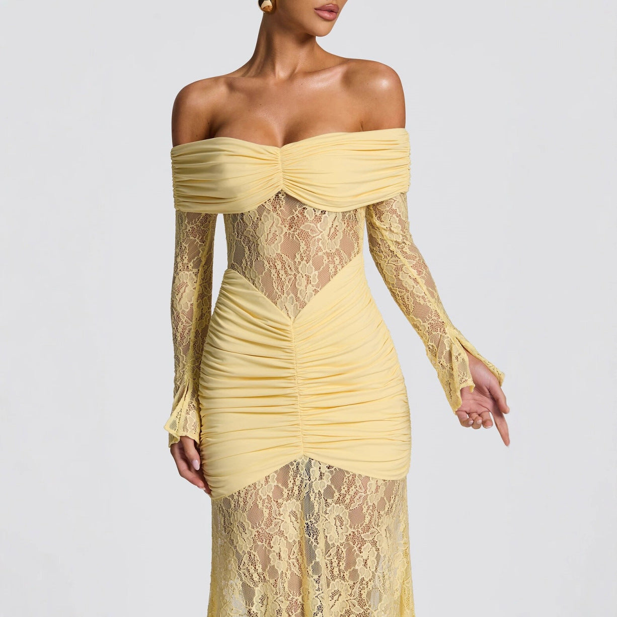 Women's Elegant Halter Lace Long Dress Fashion Dresses