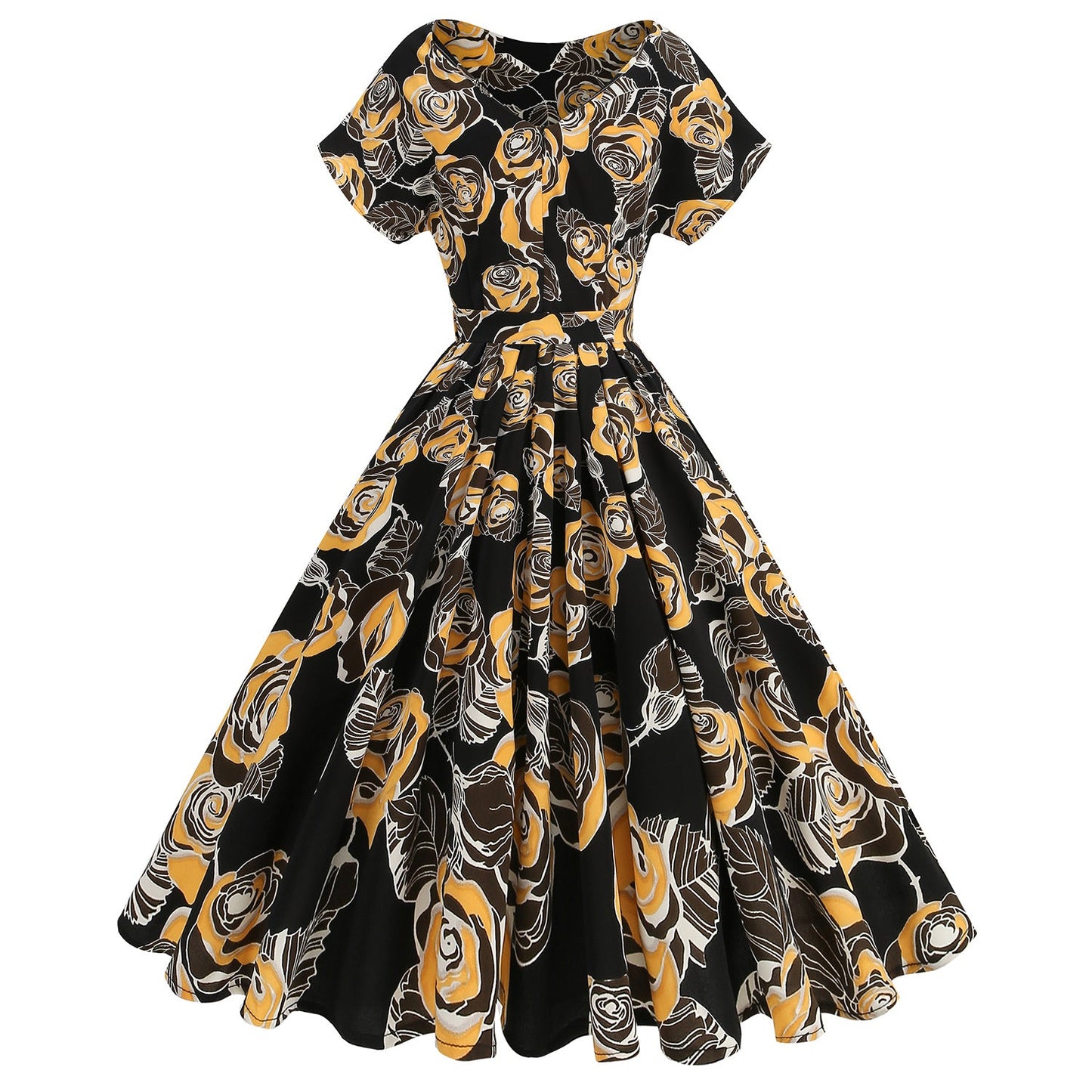 Women's Halloween Swing Collar Pile Sleeve Polka Dot Print Dresses