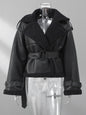 Women's Fur Integrated Personality Street Waist Trimming Coats