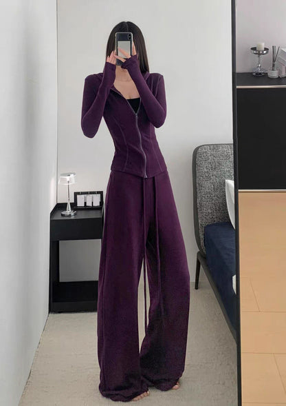 Autumn Simple Comfortable Tight-fitting Cinched Single-breasted Drawstring Trousers Suits