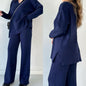 Women's Solid Color Fashion Lapel Loose Casual Suits
