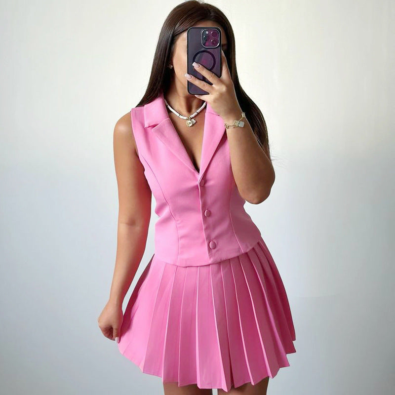 Women's Summer Pleated Fashion Casual Two-piece Suits