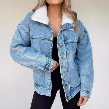 Cotton Loose Fur Collar Lapel Double Coats