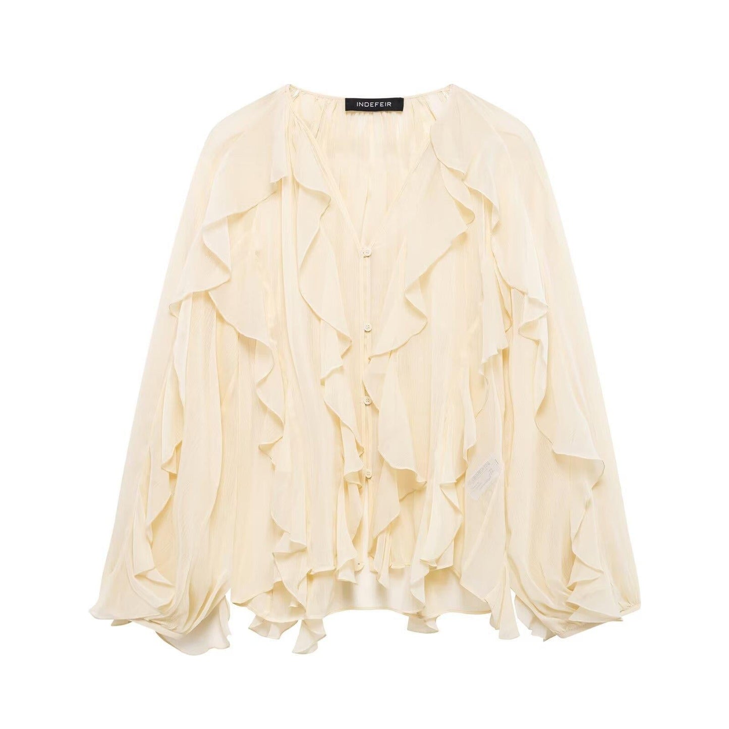 Laminated Decoration Solid Color Shirt Purplish Blouses