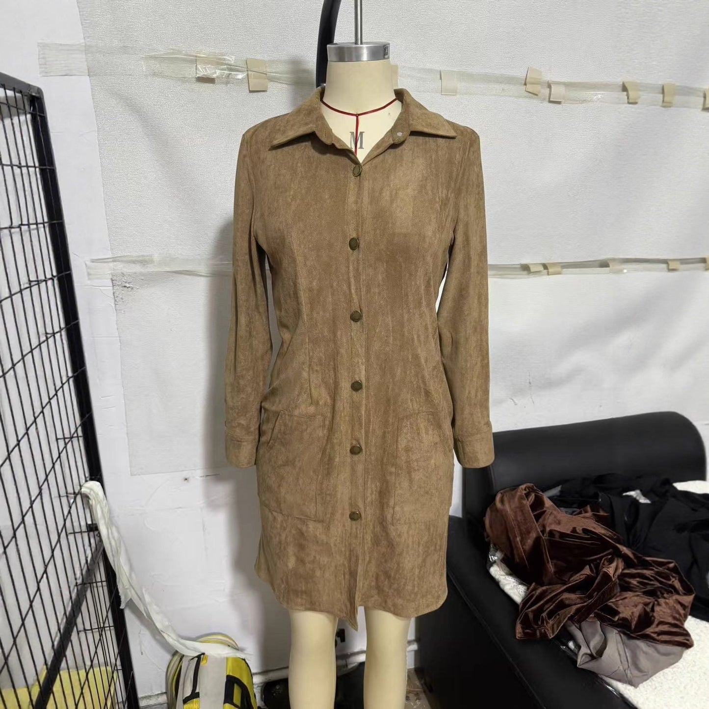 Women's Retro High Quality Slim Lapel Shirt Dresses