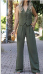 Women's Spring Sleeveless Waistcoat Draping Casual Suits