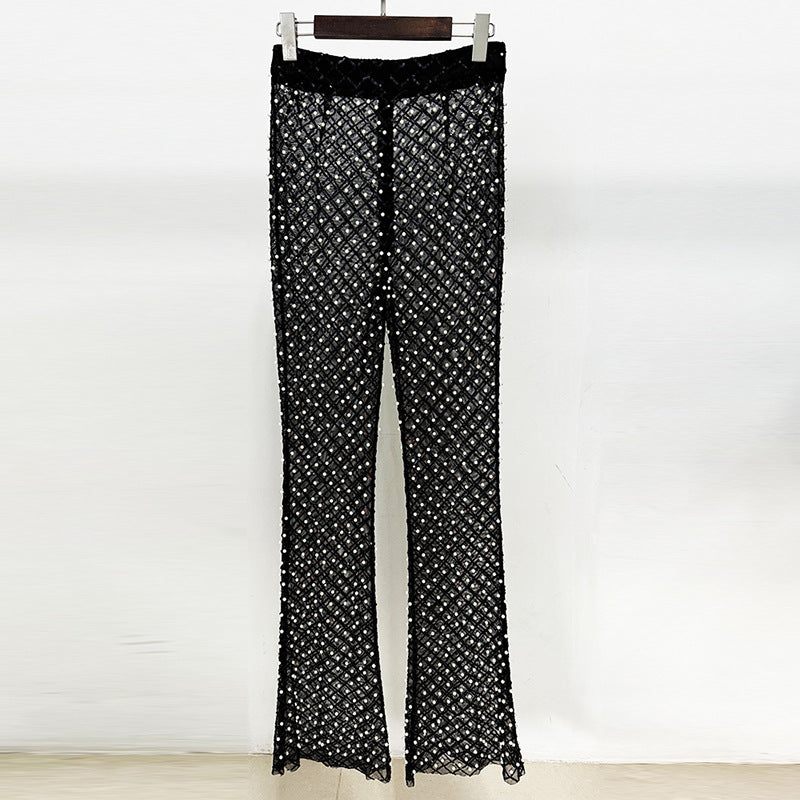 Early Spring Fashion Beaded Three-dimensional Flower Pearl Suits