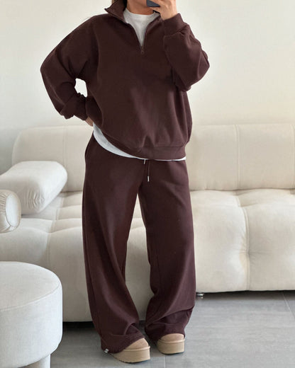 Collar Long-sleeved Trousers Casual Pullover Two-piece Suits