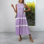 Women's Sleeveless Long Jumper Dress Smocking Striped Dresses