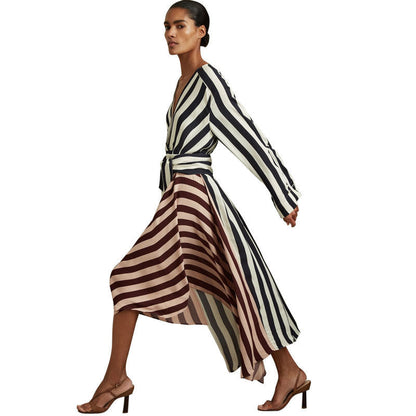 Women's Long-sleeved Dress Loose Striped Design Sense Dresses