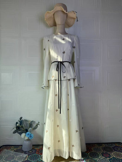 Women's Summer Soft Elegant Graceful Long Sleeve Waist Dresses