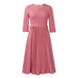 Women's Solid Color Fashion Pleated Sleeve African Dresses