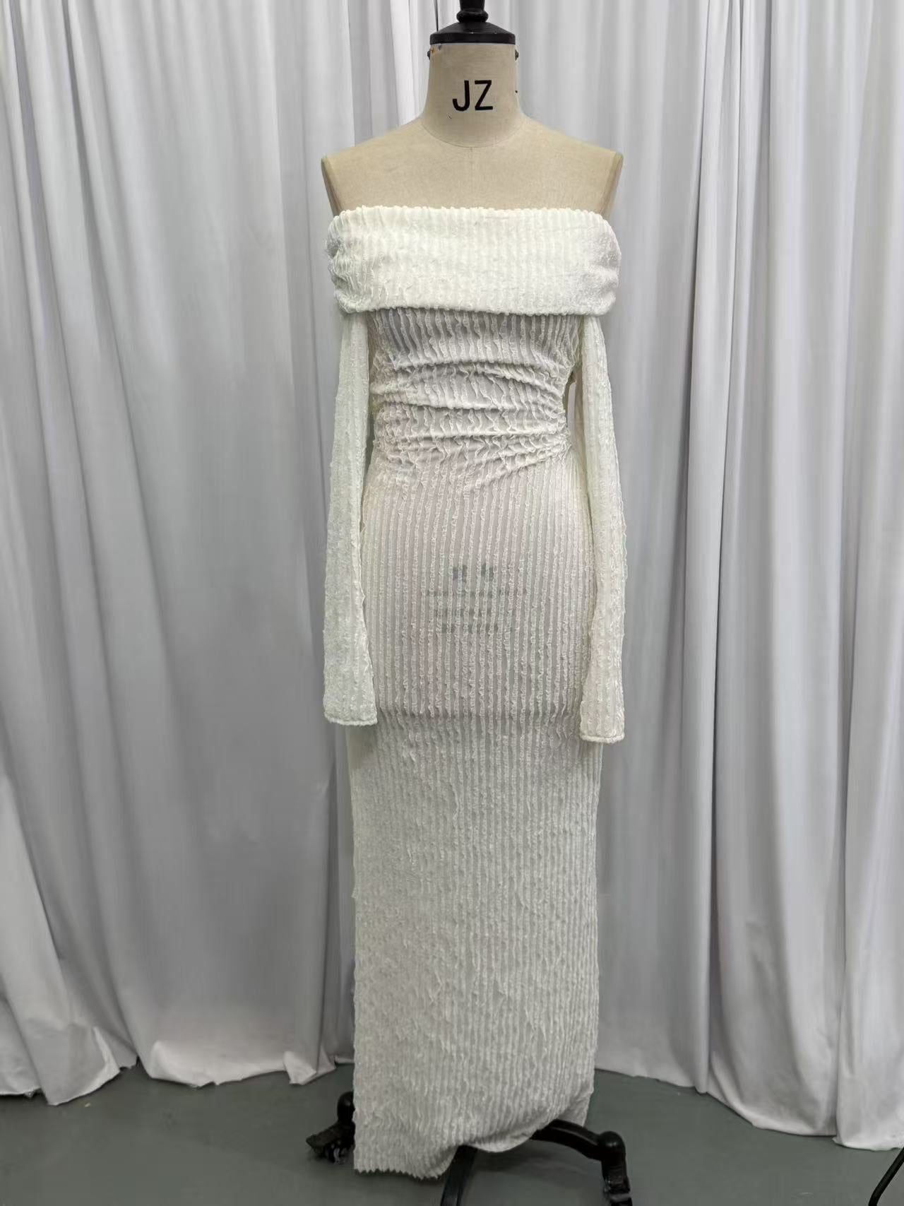 Long Sleeve Split Dress Waist Hollow High Dresses