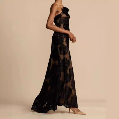 Women's Black Slip Dress Sexy Backless Long Dresses
