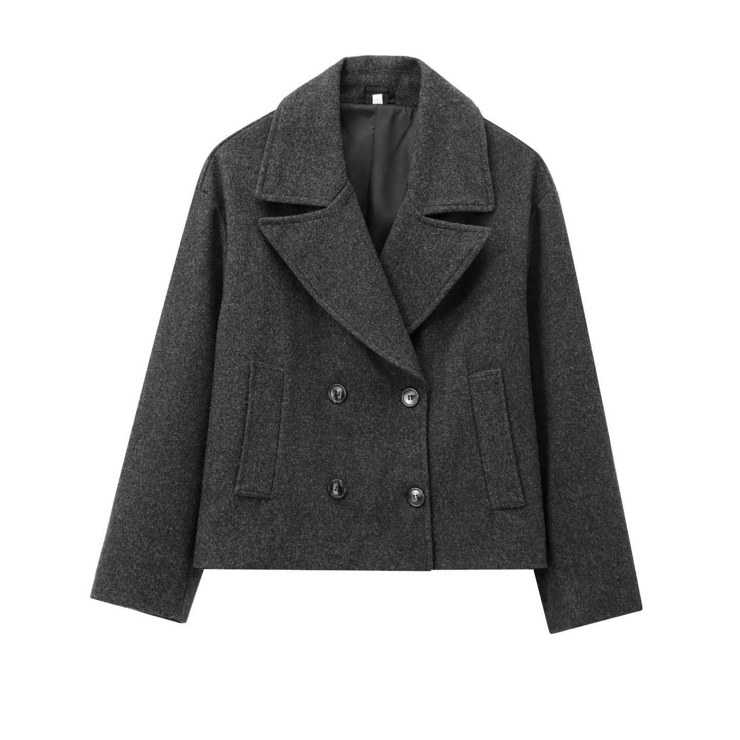 Women's Versatile Two-tone Double Breasted Wool Overcoat Coats