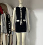 Style Knitted Button French Sleeveless Summer Suits