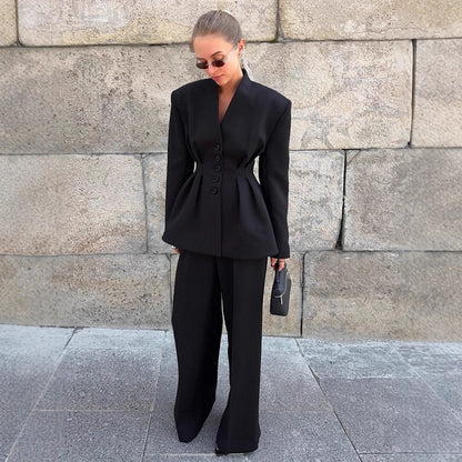 Women's Commuter Black Set Autumn Fashion Workplace Suits