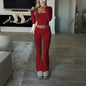 Solid Color Casual Knitted Long-sleeved Yoga Clothes Tops