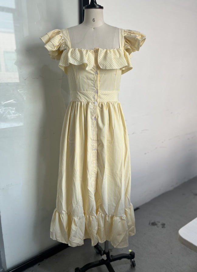 Sleeves Ruffled Dress Fresh Sweet Style Dresses