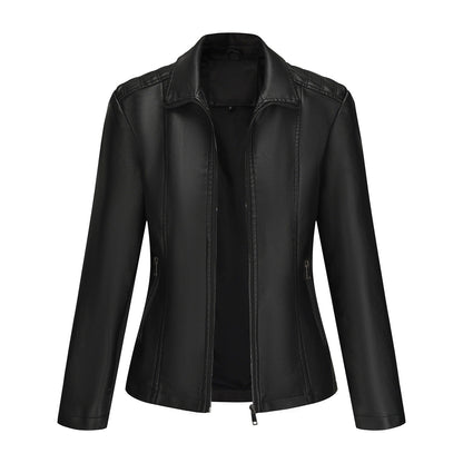 Women's Fashion Wear Leather Knitted Stitching Stretch Jackets