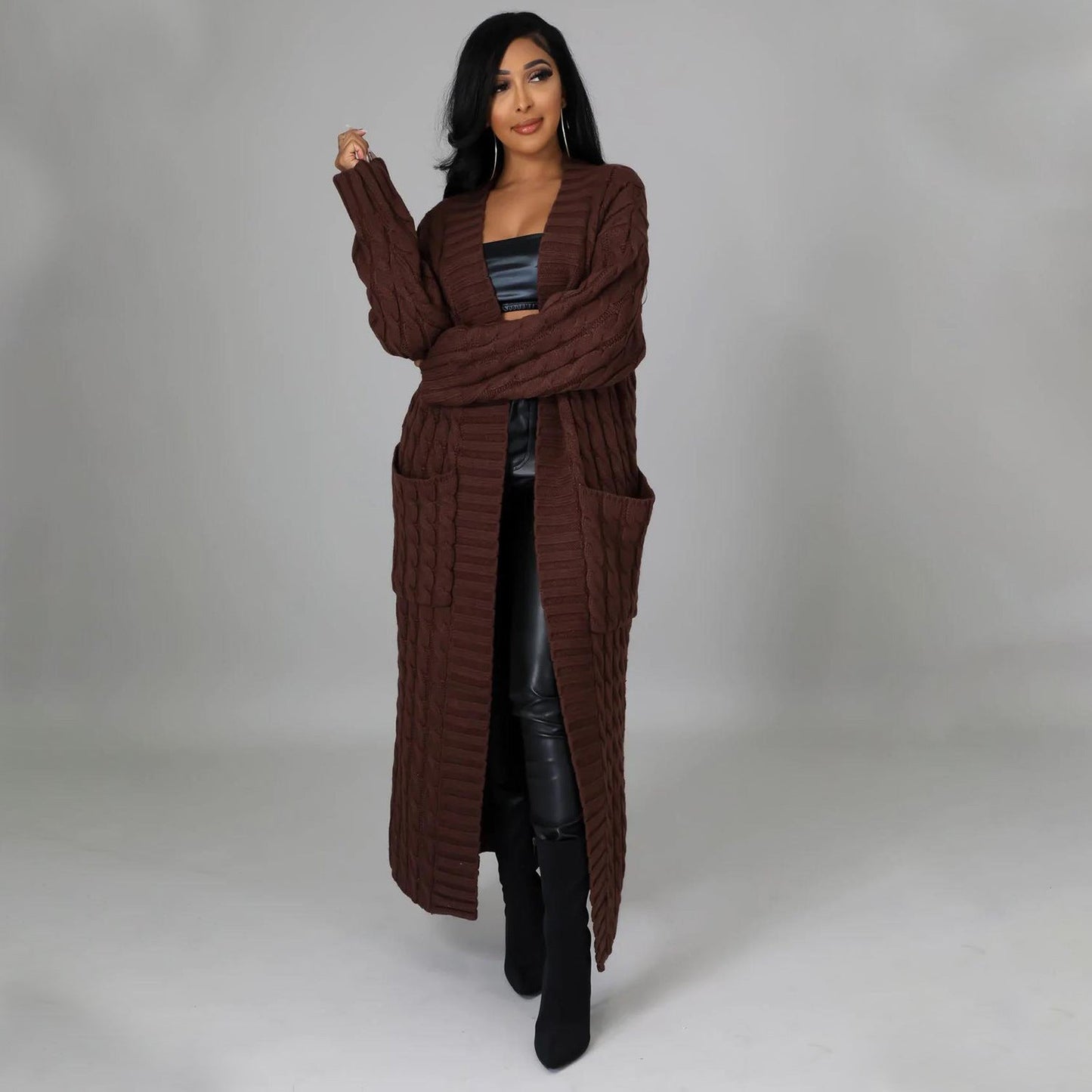Women's Fashion Casual Long-sleeved Long Solid Color Sweaters