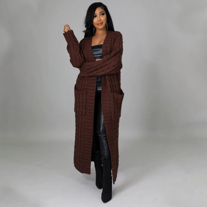 Women's Fashion Casual Long-sleeved Long Solid Color Sweaters
