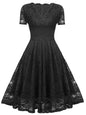 Women's Spring Floral Sleeve Zip Lace Dress Dresses