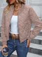 Women's Cotton Stand Collar Quilted Diamond Lattice Coats