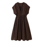 Women's Summer Pleated Draping Sleeve Midi Long Dresses