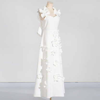 Women's Dress Summer High-grade Stitching Flower Strap Dresses