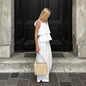 Women's Linen Sexy Flying Sleeves Backless High Waist Loose Suits