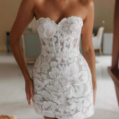 Women's Jacquard Embroidered Tube Dress French Early Gentle Wedding Dresses