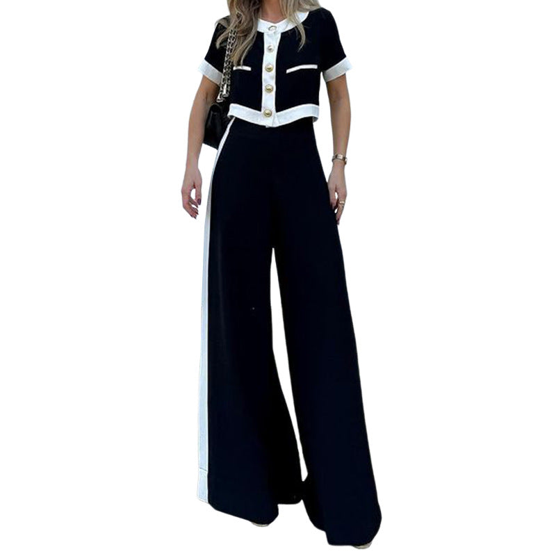 Women's Fashion Commuter T-shirt Style Two-piece Set Pants