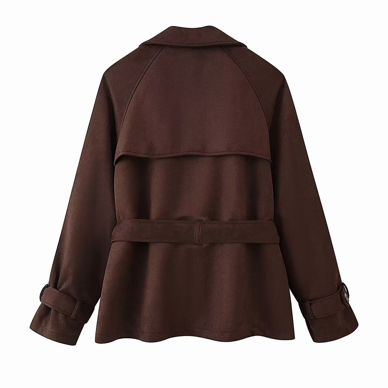 Women's Fashion Casual Retro Brown Lace Lapel Coats