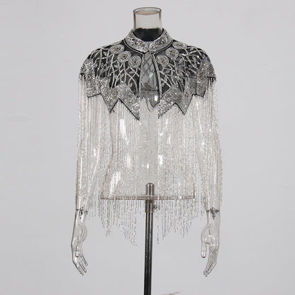 Women's Style High-grade Waistcoat Niche Beaded Tassel Coats