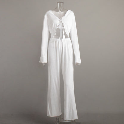 Women's Modal Pajamas Lazy Long-sleeved Trousers Casual Suits