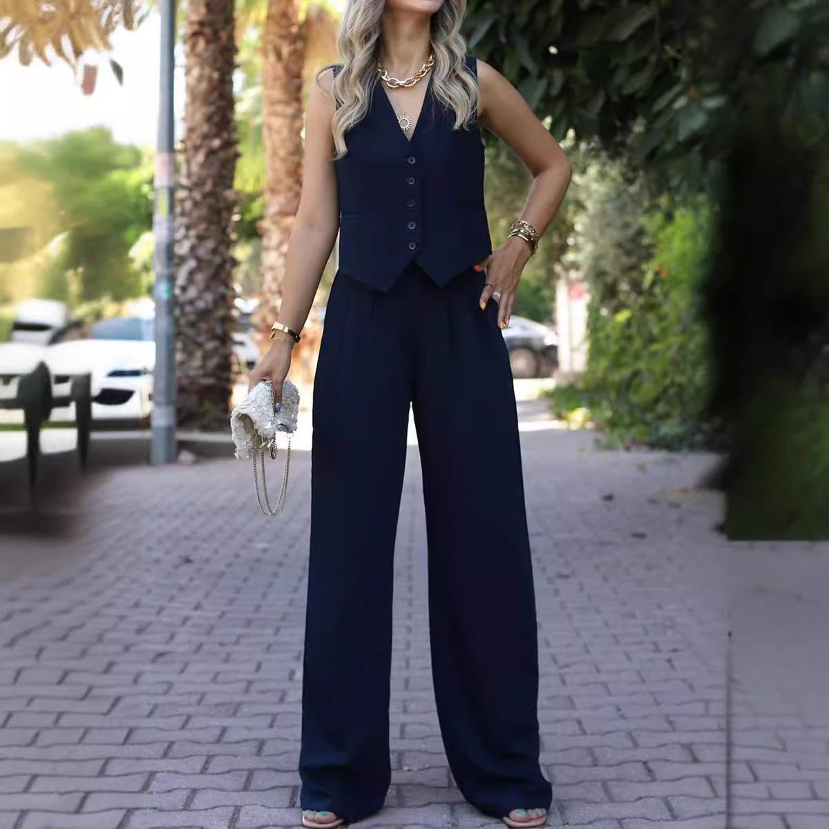 Women's Spring Sleeveless Waistcoat Draping Casual Suits