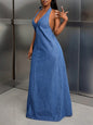 Women's Casual Denim Hanging Collar Dress Dresses